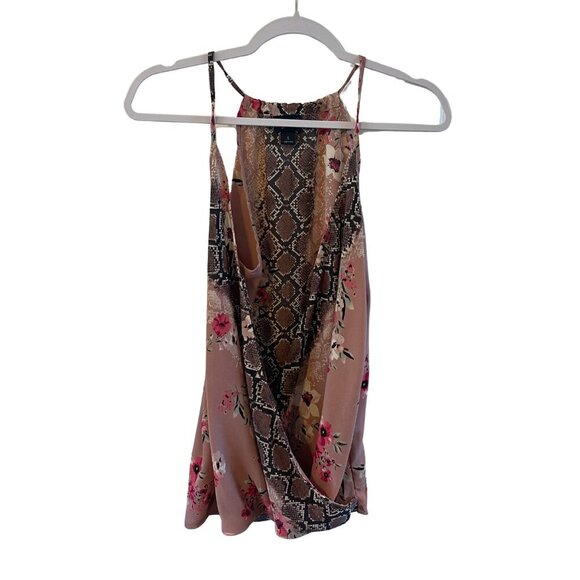 DAYTRIP womens Small Sleeveless wrap Top snake Flower Print Blouse sexy - Picture 1 of 5